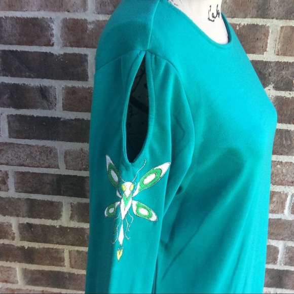 Bob Mackie Tops - Bob Mackie Wearable Art Embroidered Dragonfly Top